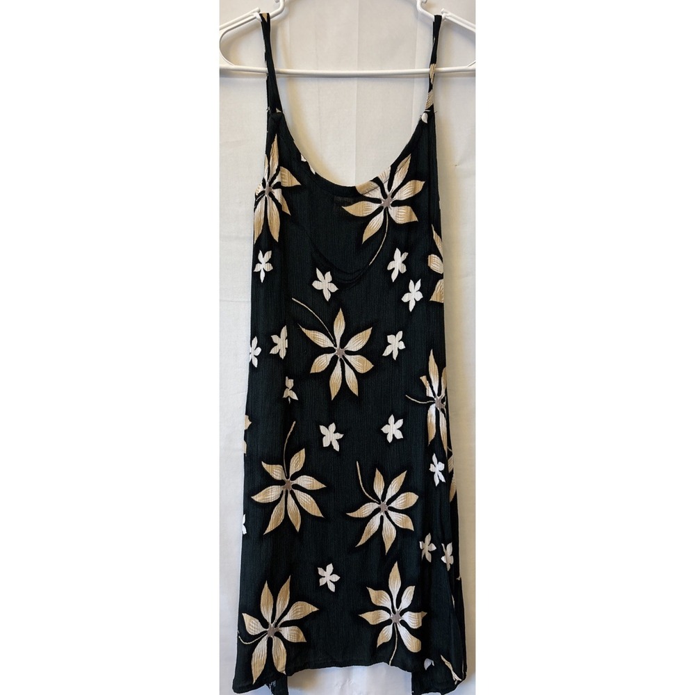 Hanapa's Women's Green Floral Crepe A Line Spaghetti-Strap 100% rayon Dress S